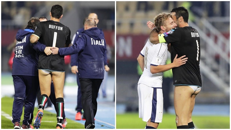 Italia, Buffon resta in mutande