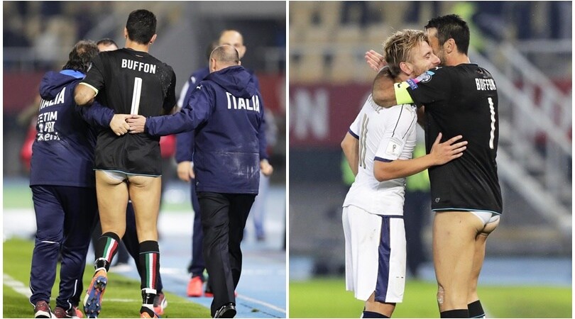 Italia, Buffon resta in mutande