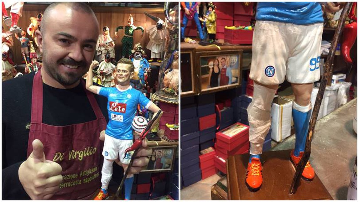 Napoli, Milik infortunato anche nel presepe