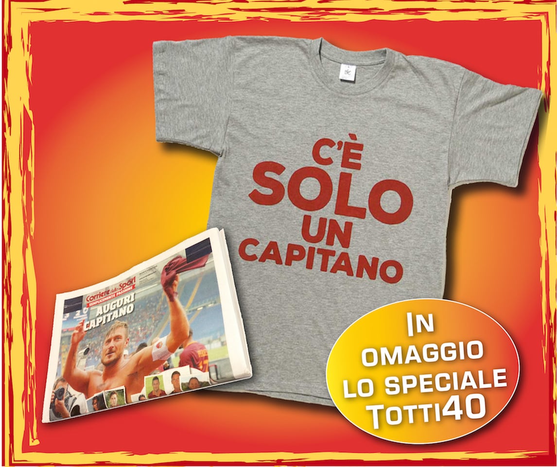 La maglia "C'è solo un Capitano" con l'edizione digitale del Corriere dello Sport-Stadio