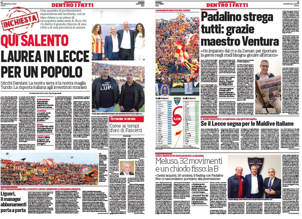 Lecce sogna in grande: «Un piano per la A»