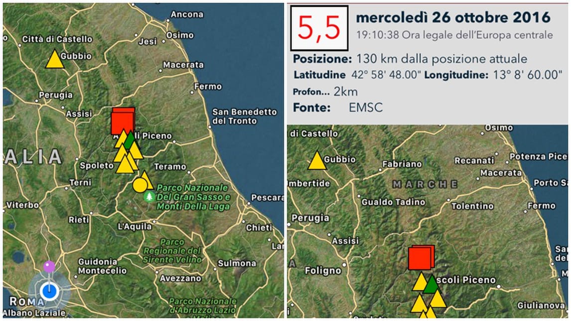 Terremoto, due forti scosse in tutta l'Italia centrale