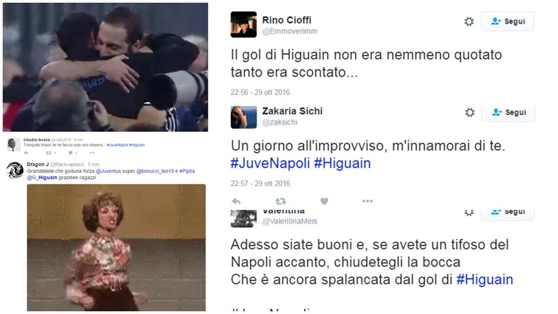 Juventus-Napoli: l'ironia del web dopo il gol di Higuain agli azzurri