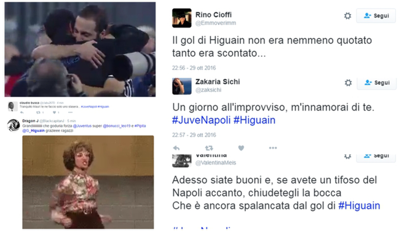 Juventus-Napoli: l'ironia del web dopo il gol di Higuain agli azzurri