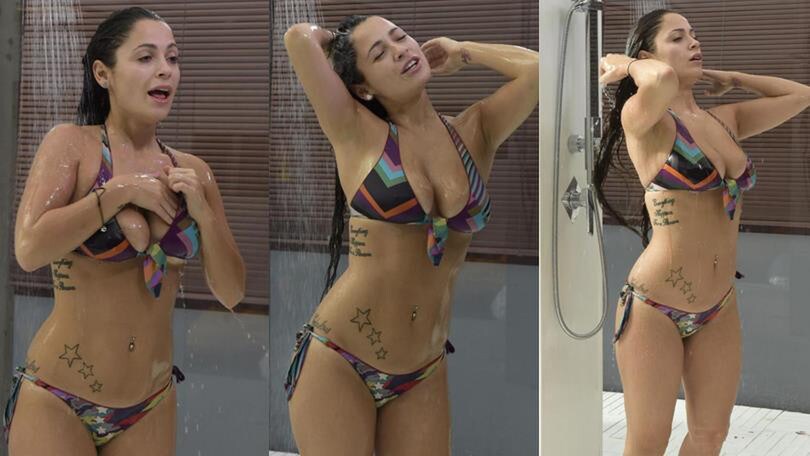 GF Vip, Alessia Macari sexy sotto la doccia