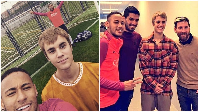 Barcellona, c'è Justin Bieber in campo con Neymar!