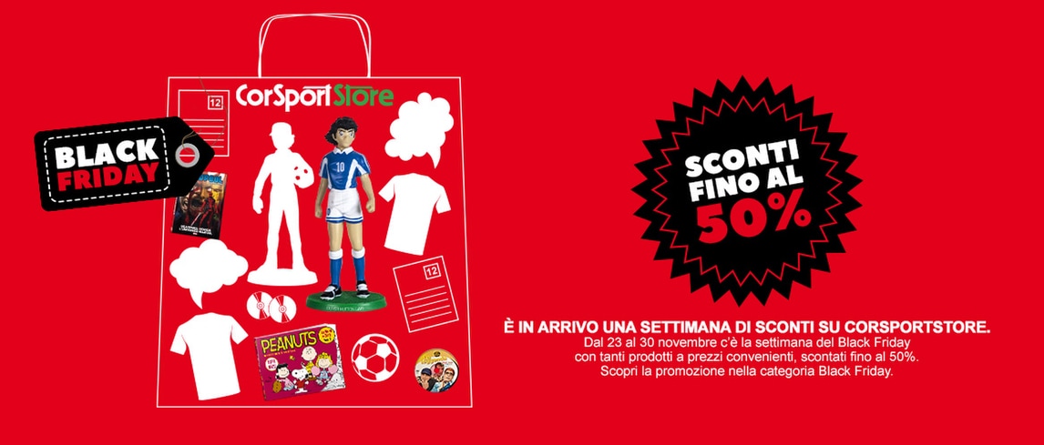 Torna il Black Friday, gli sconti pazzi anche su Corsport Store: ribassi fino al 50%!