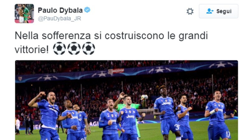Juventus, da Bonucci a Dybala: la festa è social