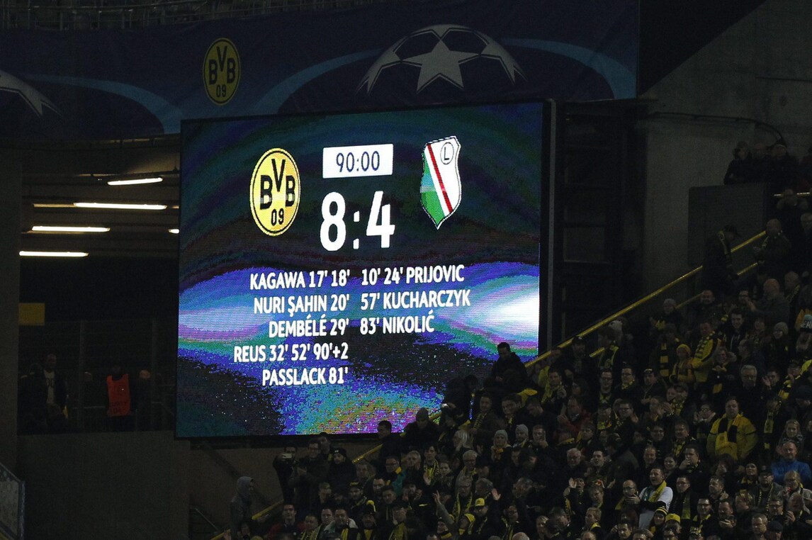 Borussia Dortmund-Legia Varsavia, roba da pazzi: 8-4, dodici gol, è record!