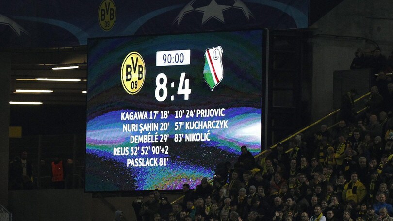 Borussia Dortmund-Legia Varsavia, roba da pazzi: 8-4, dodici gol, è record!