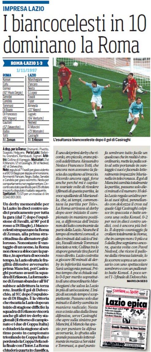 I biancocelesti in 10 dominano la Roma