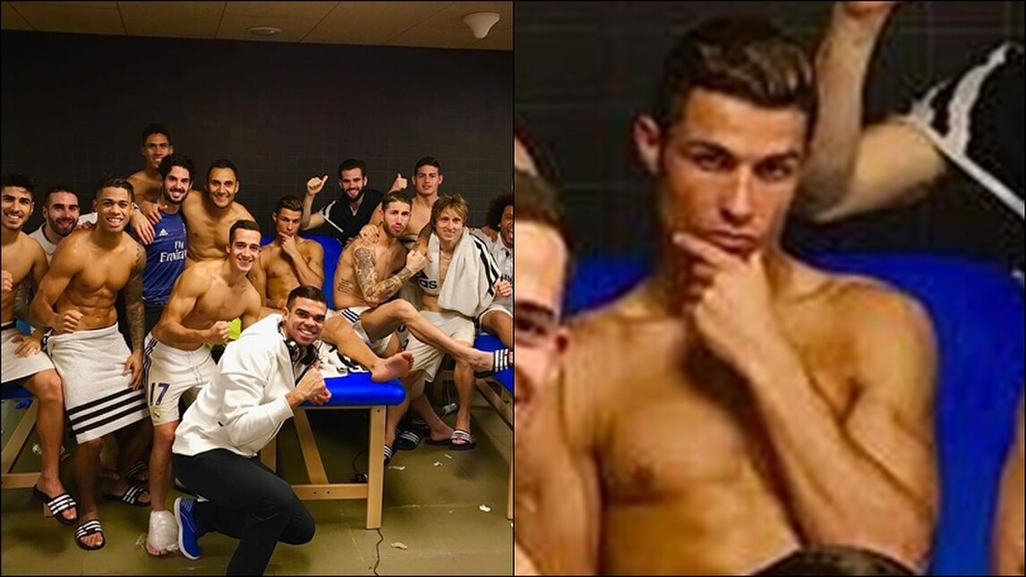 Il Real festeggia. Cristiano Ronaldo che espressione fa?