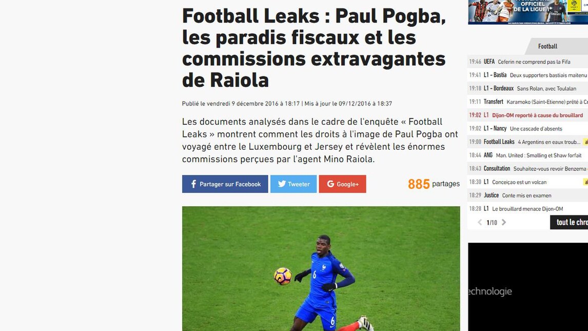 Football Leaks, c'è anche Pogba: «Paradisi fiscali e commissioni a Raiola»
