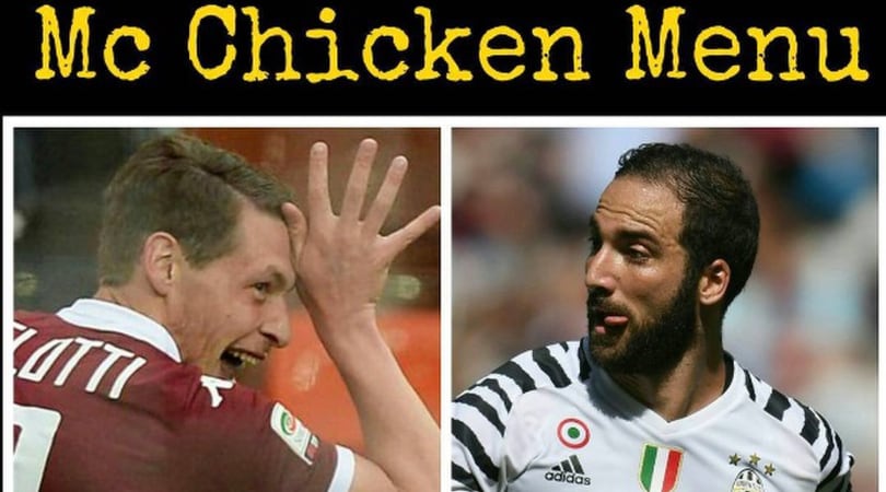 Higuain si mangia il "Gallo" Belotti. Che ironie su Torino-Juve!