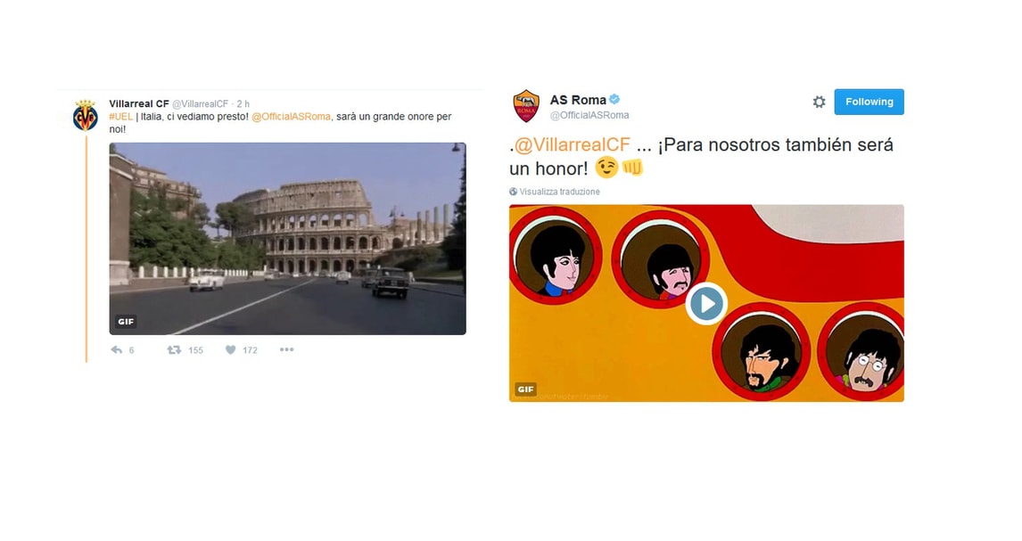 Villarreal-Roma, carezze reciproche sui social: «Un onore». «Anche per noi»