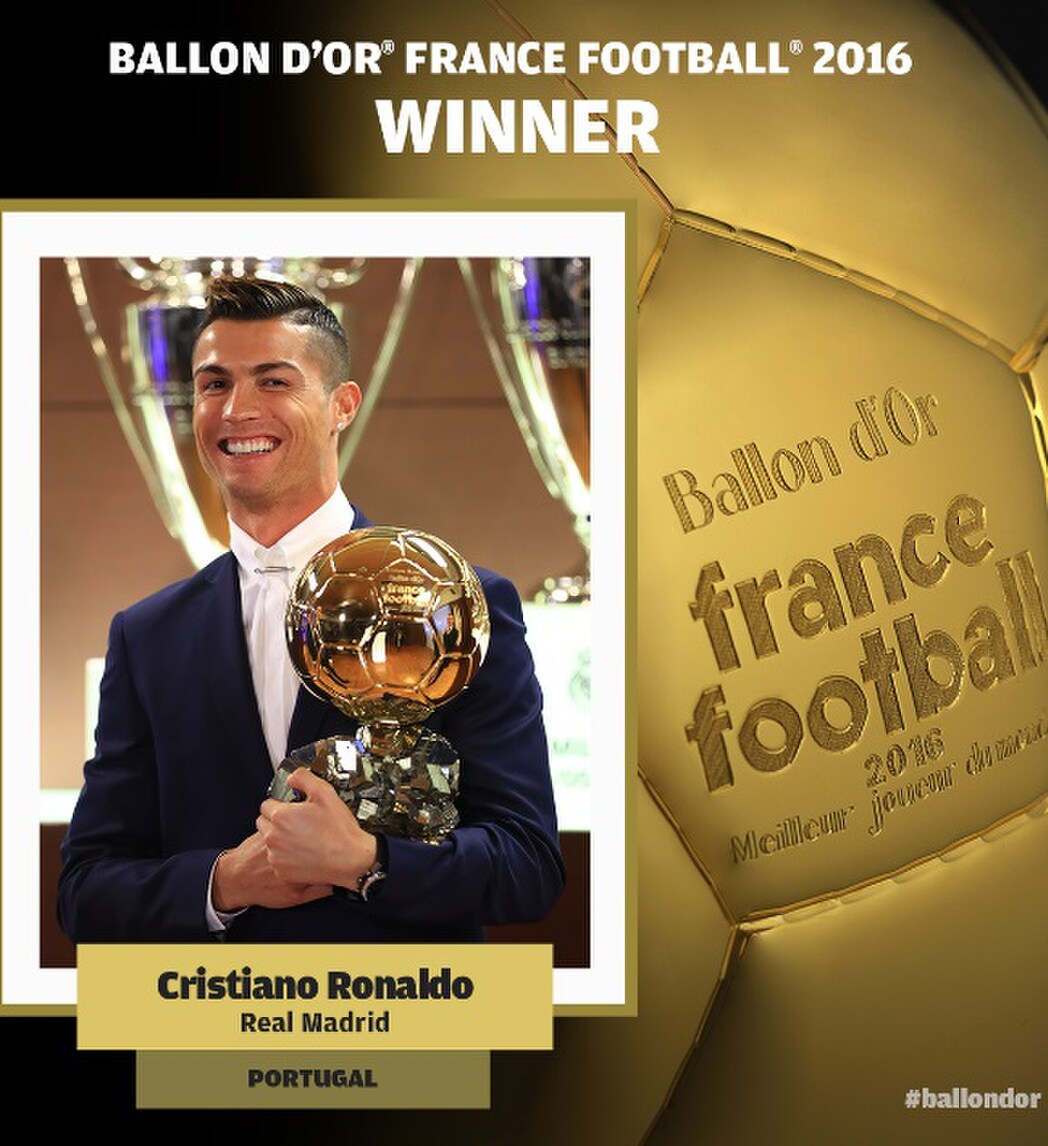 Ufficiale: Ronaldo è Pallone d'Oro 2016