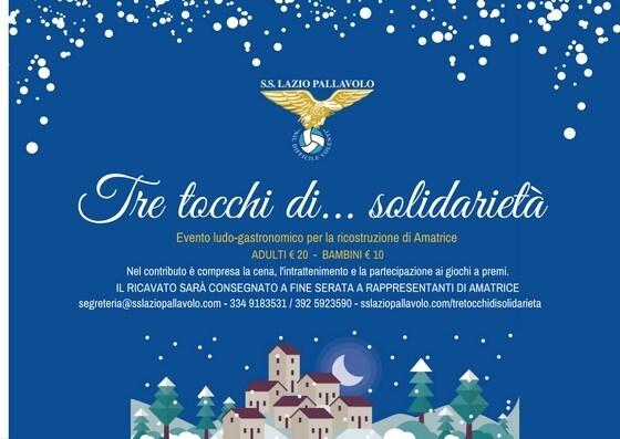 Volley: La Lazio Pallavolo il 20 dicembre per Amatrice