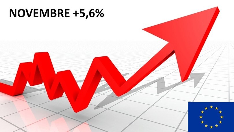 Mercato auto Europa, a novembre cresce del 5,6%
