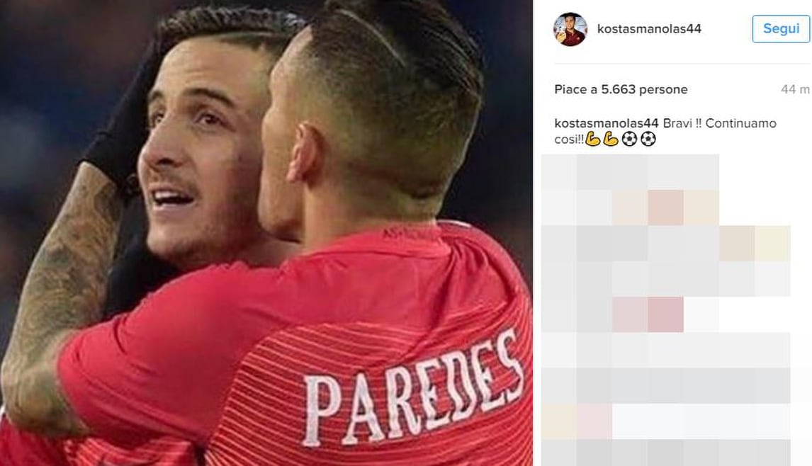 Manolas, messaggio per la Roma. «Bravi, continuiamo così!»