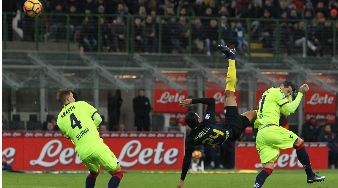 Inter-Bologna, la rovesciata di Murillo è pazzesca!
