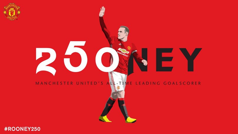 Rooney fa lo storia con lo United: 250 gol