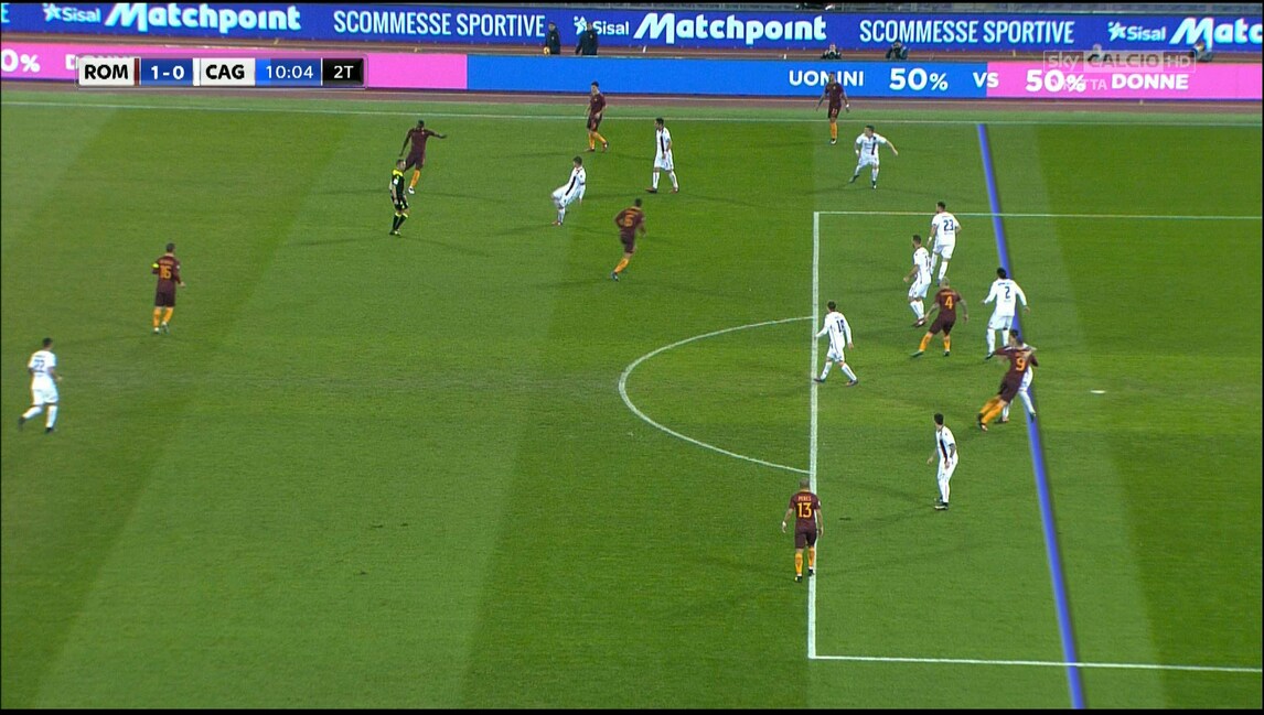 Proteste del Cagliari sul gol di Dzeko. Ma Spalletti: «Fallo nostro»