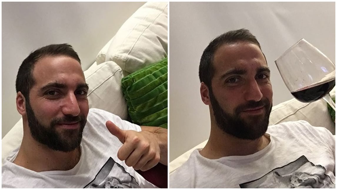 Higuain brinda su Instagram: «Niente di meglio che un buon vino»
