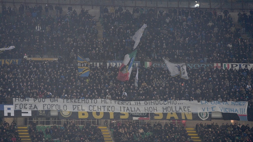Inter-Pescara, l'abbraccio di San Siro ai terremotati del Centro Italia