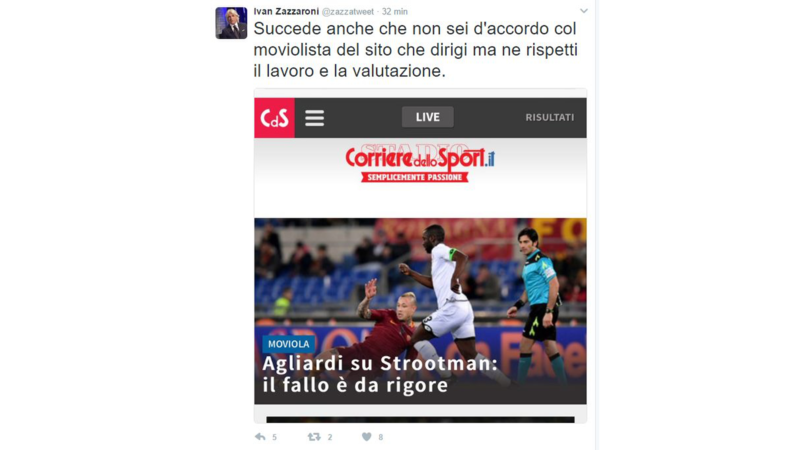 Rigore per la Roma: moviolista batte direttore 1-0?