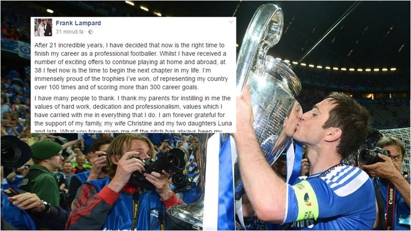 Frank Lampard annuncia il ritiro dal calcio