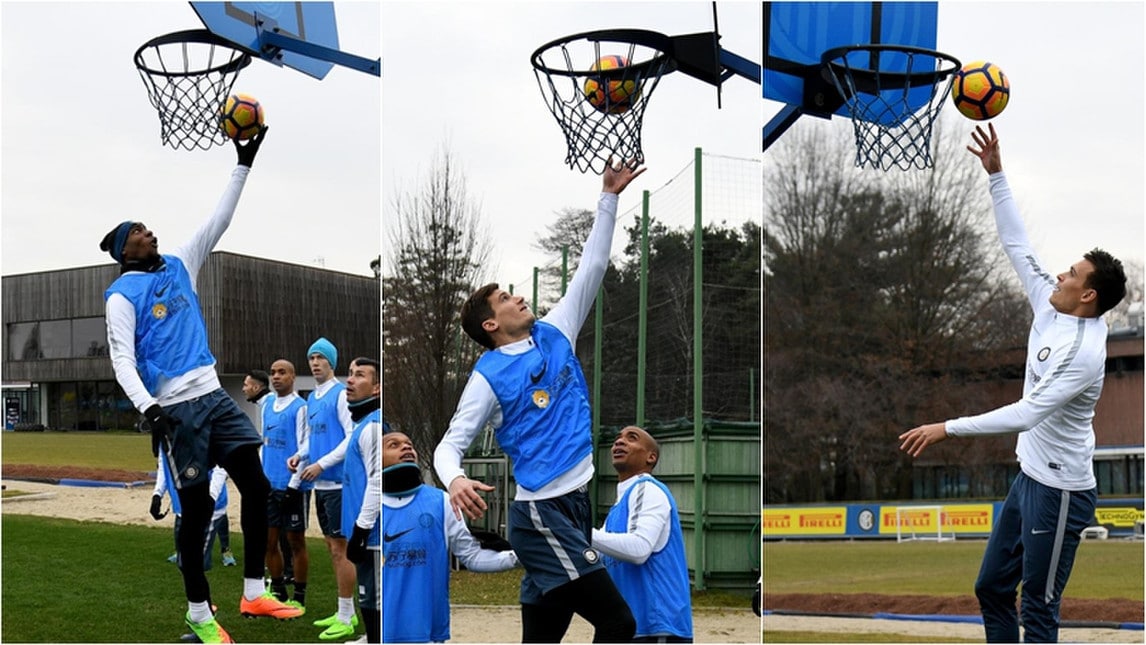 L'Inter "si dà al basket": esercizi a canestro ad Appiano