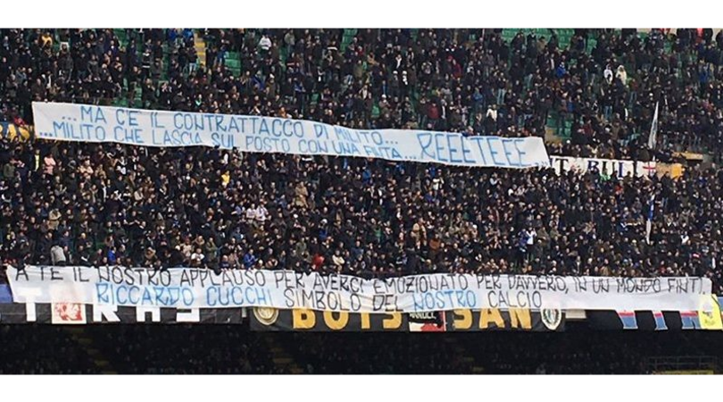 Inter, l'omaggio a Cucchi: «Grazie per averci emozionato»