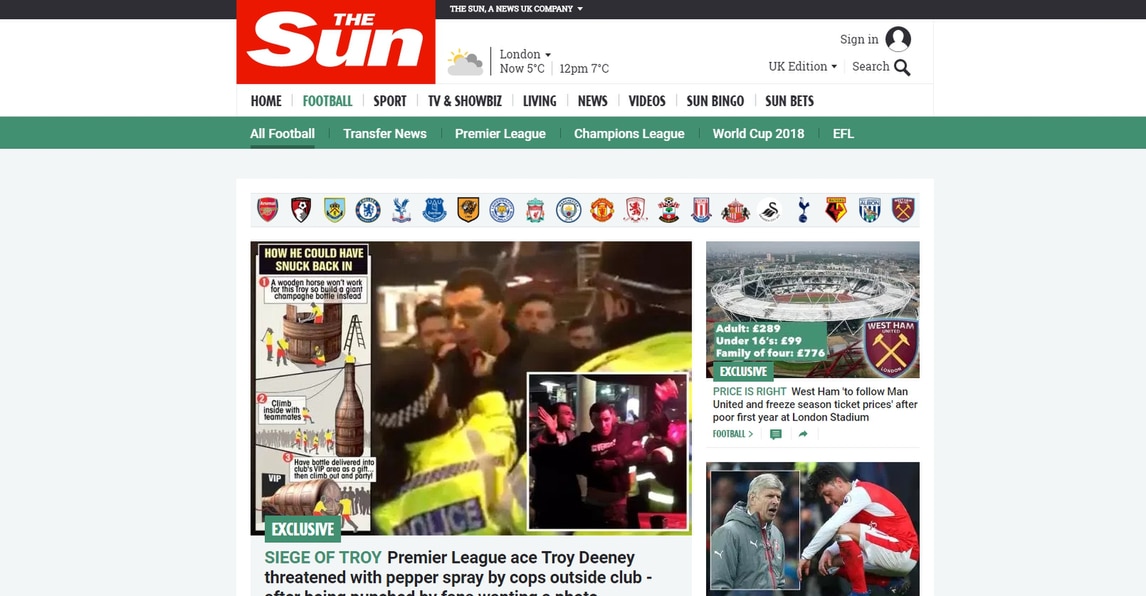 Watford: rissa con un tifoso per Deeney, cacciato da un night club
