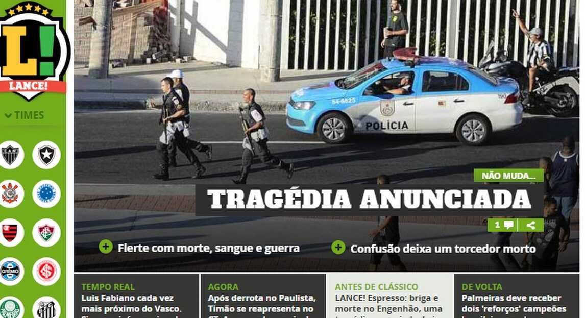 Tragedia a Rio: un morto e otto feriti prima di Botafogo-Flamengo