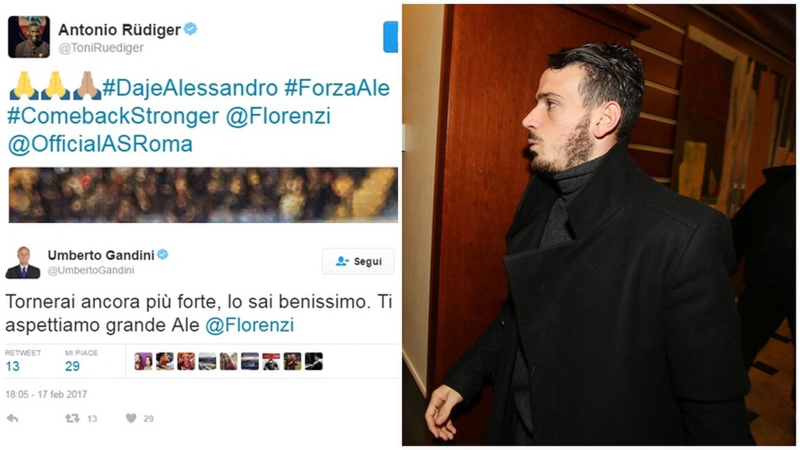 #DajeAle! Compagni, tifosi, avversari: tutti con Florenzi