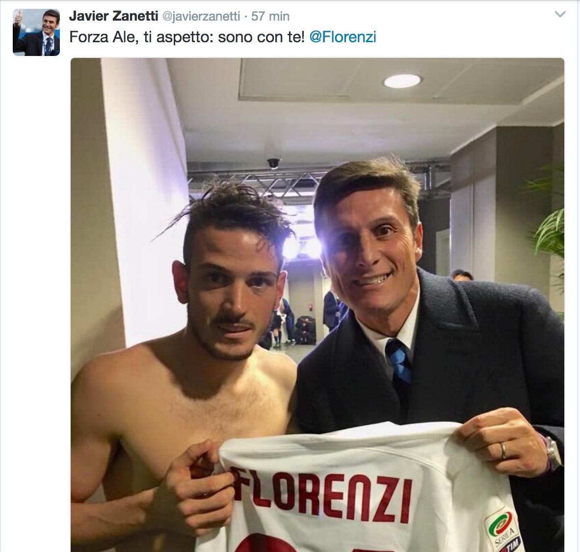 Inter, Zanetti incoraggia Florenzi: «Forza Ale, ti aspetto!»