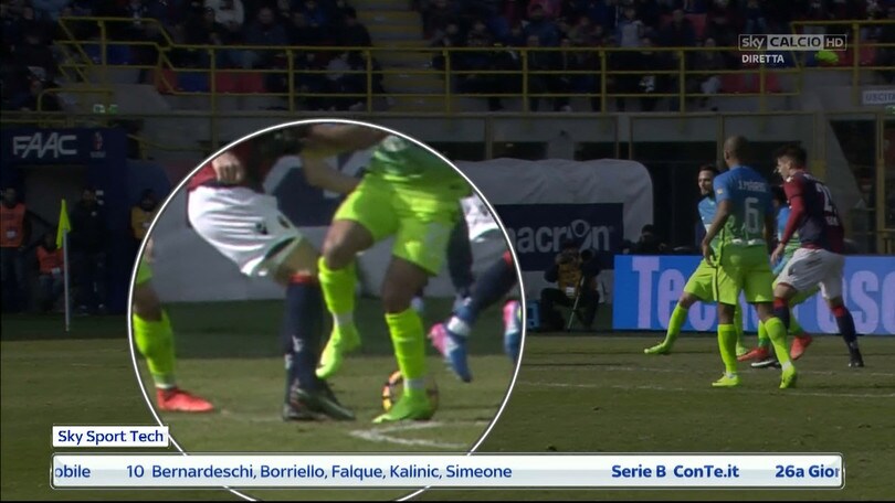 Bologna-Inter, contatto Eder-Dzemaili ma per Mazzoleni non è rigore