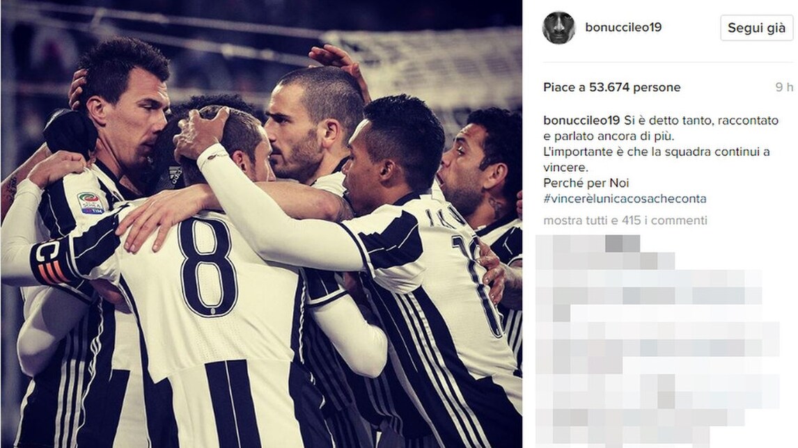 Juventus, Bonucci: «Si è parlato tanto ma conta solo vincere»
