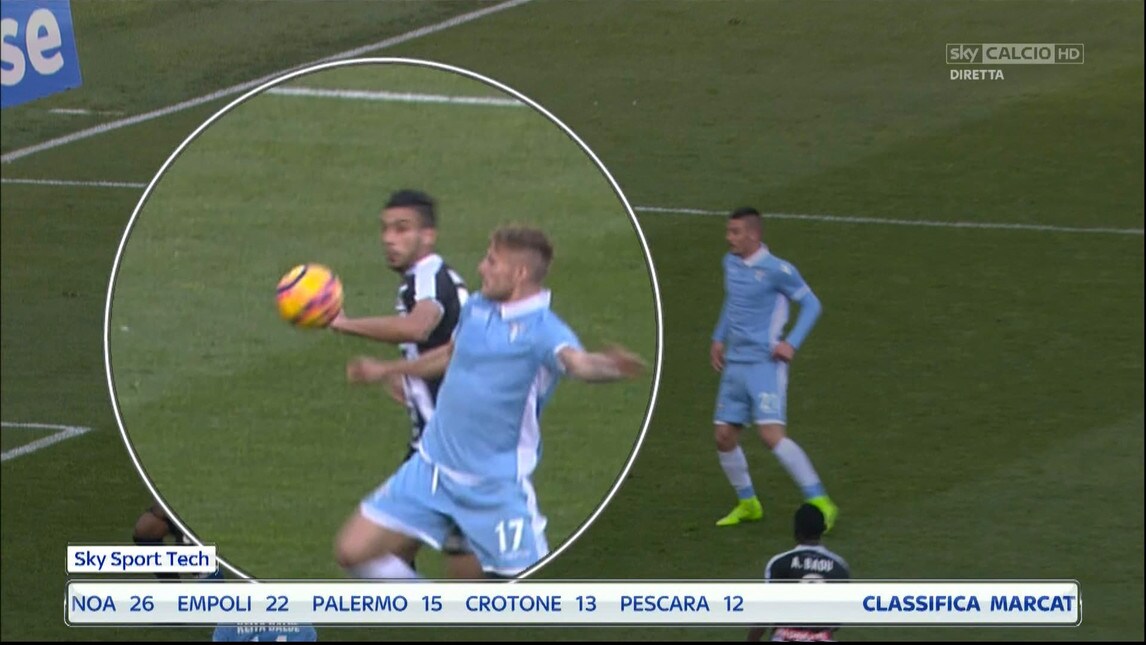 Lazio-Udinese, Ali Adnan tocca di mano: Pairetto dà il rigore