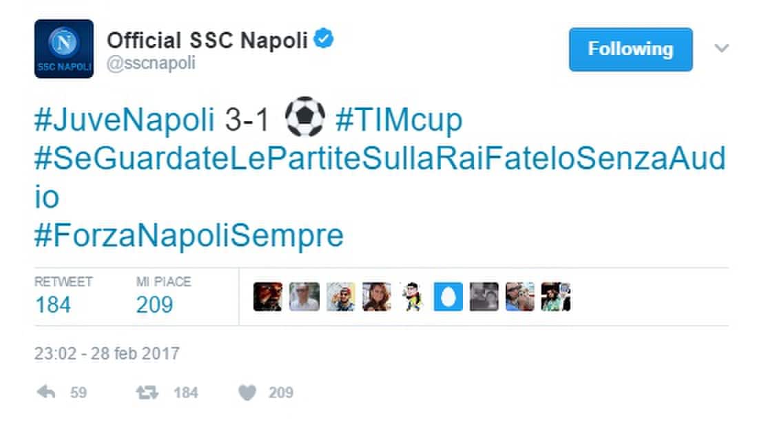 Napoli, attacco alla Rai: «Tifosi, guardate le partite senza audio»