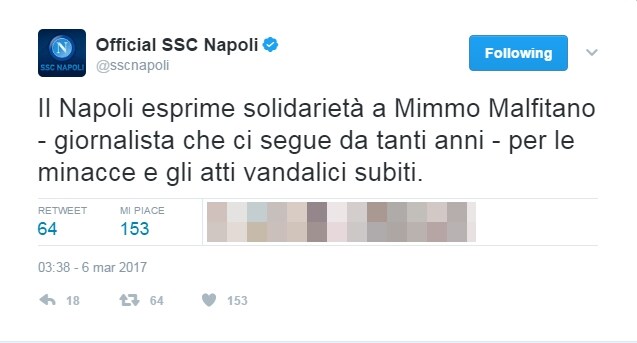 Napoli, danneggiata l'auto di Malfitano. L'Ordine dei Giornalisti: «Intollerabile»
