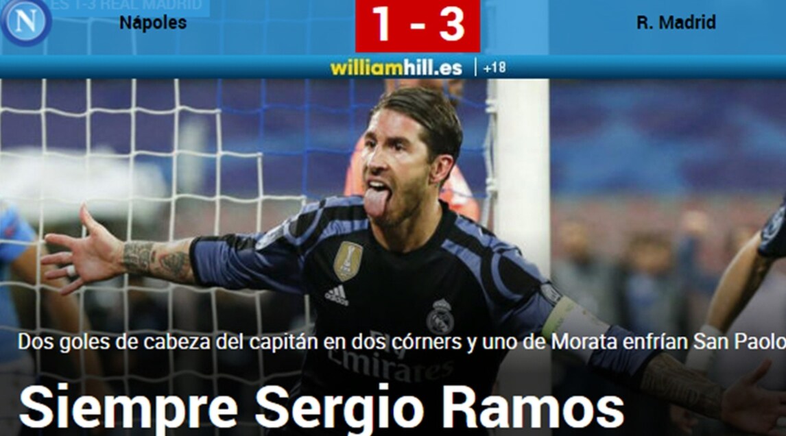 Napoli-Real Madrid, i media spagnoli: «Sergio Ramos bomber eterno»