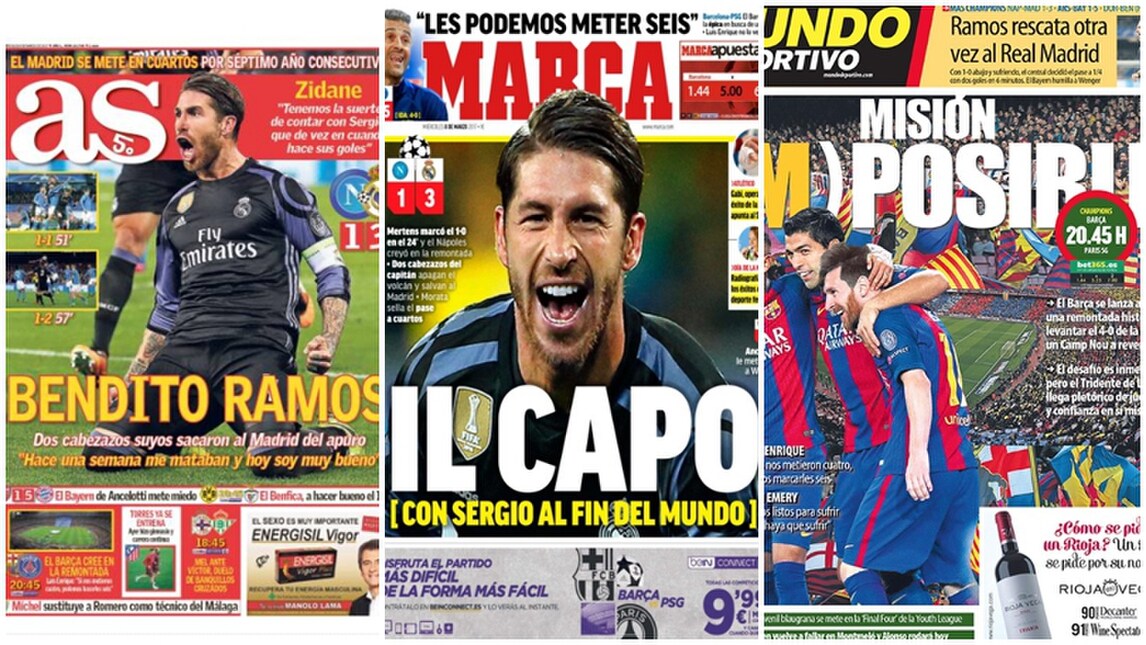 Napoli-Real Madrid: «Sergio Ramos, il capo benedetto»