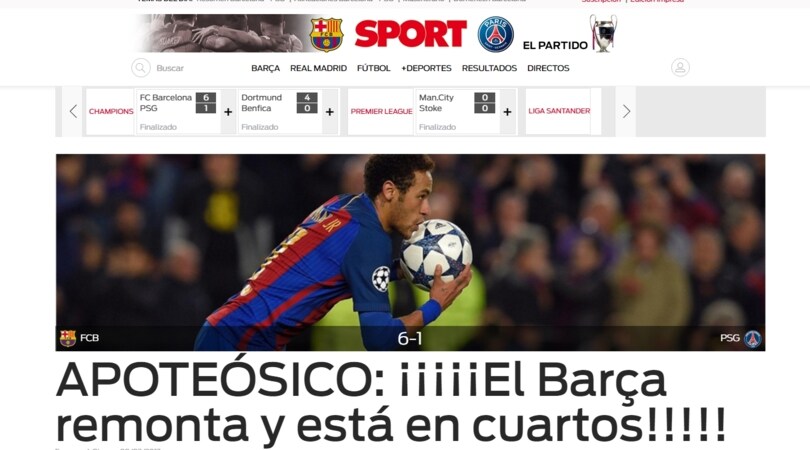 I media spagnoli celebrano l'impresa storica del Barcellona col Psg