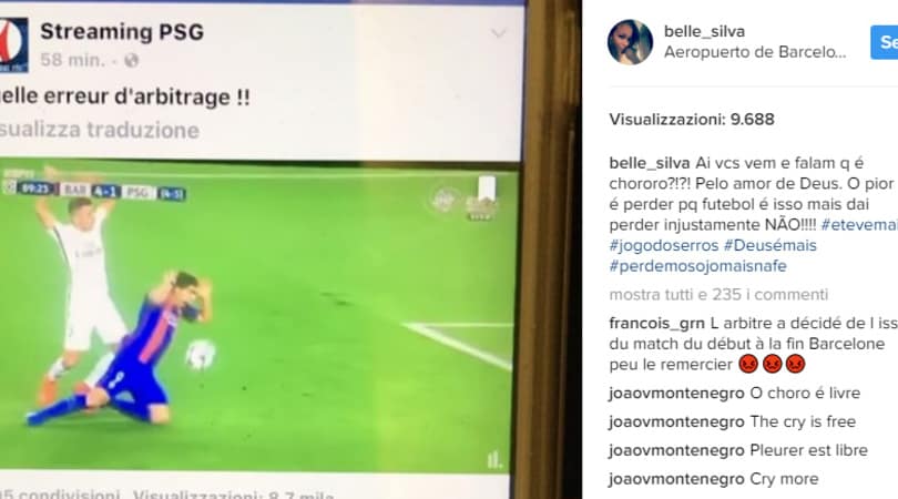 Psg, la moglie di Thiago Silva attacca l'arbitro: «Il migliore del Barcellona»