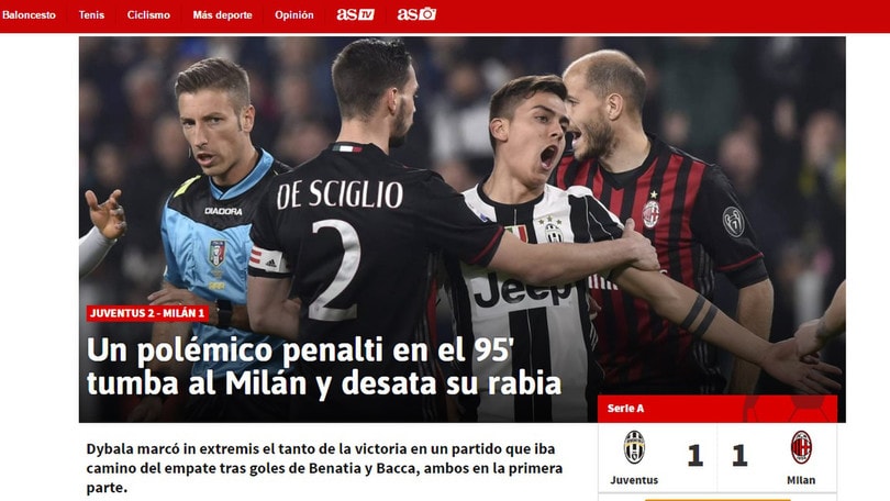Juventus-Milan, il rigore delle polemiche sui siti stranieri