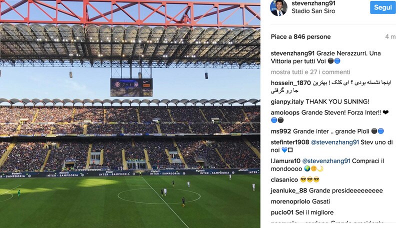 Zhang jr. ringrazia l'Inter