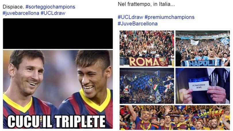 La Juventus ritrova il Barcellona. E il web se la ride