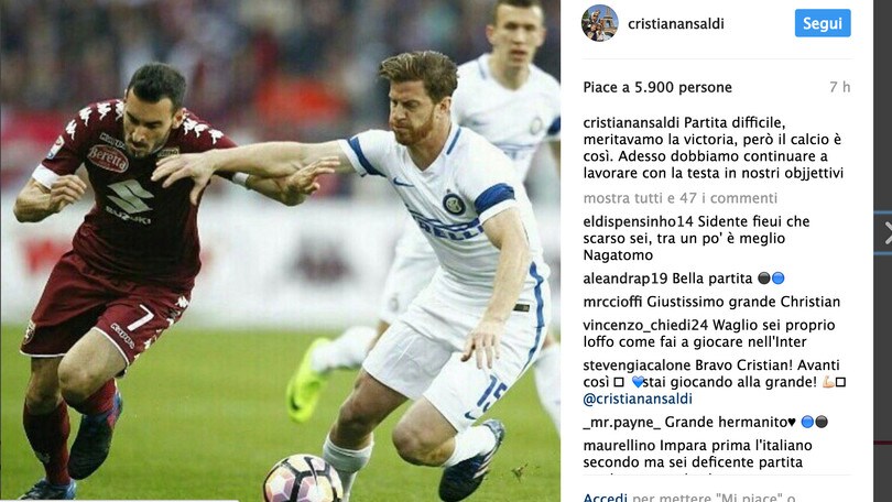 Ansaldi: «Continuamo a lottare»