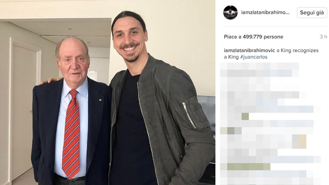 Ibrahimovic, foto con Juan Carlos: «Un re riconosce un altro re»